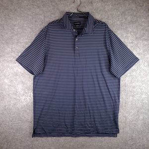 Chase 54 Polo Shirt Mens XL Blue Striped Short Sleeve Performance Stretch Golf
